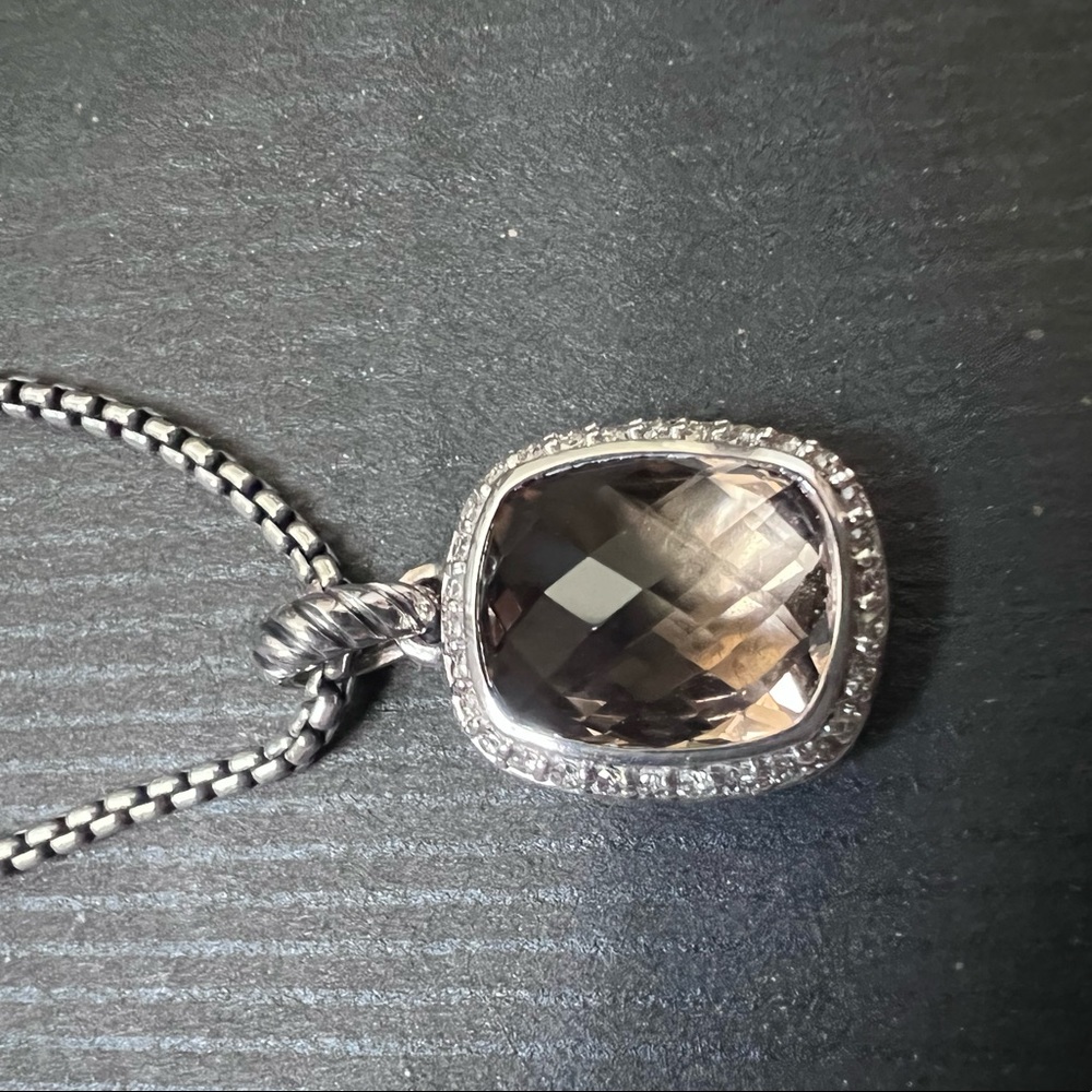 DAVID YURMAN - Smokey quartz pendant necklace with pave diamonds